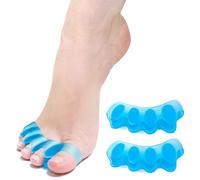 Separatore per dita dei piedi, correttore in silicone per alluce, allevia il dolore al piede, l'alluce a martello, l'alluce valgo e le dita arricciate -1 paio di separatori neri regolabili per dita