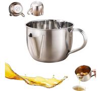 Separatore per salsa in acciaio inossidabile, separatore di grasso da 1 l con design a doppio beccuccio, design a ciotola larga e manico Cool-Touch, contenitore riutilizzabile per grasso per pancetta