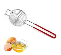 Separatore per tuorli, in acciaio inox, separatore per uovo bianco, grande capacità, separatore per uova con manico lungo, separatore per utensili da cucina e cucina, lavabile in lavastoviglie (rosso)