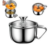 Separatore per uova, separatore 2 in 1 per albume con ciotola e coperchio, in acciaio inox, separatore per tuorlo d'uovo, con manico, ciotola integrata, separa più uova contemporaneamente, gadget da
