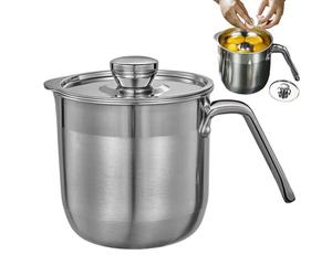 Separatore per uova, separatore per tuorlo e bianco in acciaio inossidabile, separatore multiplo per uova di grande capacità, con coperchio e manico, colino per uova bianche e tuorlo con secchio