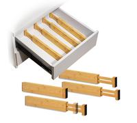 Separatori per Cassetti in Bamboo Regolabili con Molla - Set 4 Pezzi