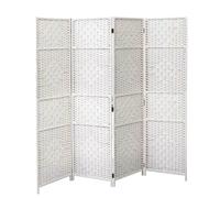 SEPARè PARAVENTO DIVISORIO BIANCO 4 PANNELLI RATTAN VIMINI METALLO 180180 cm