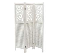 SEPARè PARAVENTO DIVISORIO BIANCO LEGNO 3 PANNELLI FOGLIE SEPARATORE 170120 CM