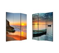 Separe’ Paravento in Tela stampata Fronte Retro bifacciale con 3 Ante in Legno O