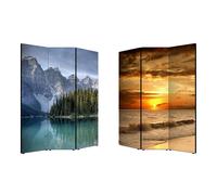 Lupia - Separe' Divisorio Paravento PAESAGGISTICO 176x135,6x3,2 cm 3 Ante in Legno con Tela Stampata Fronte Retro bifacciale