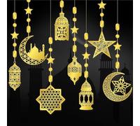 SEPGLITTER 16 decorazioni Ramadan per la casa, striscione cavo da appendere con luna, stelle, lanterna, per compleanni, festival, matrimoni e feste, decorazione da parete