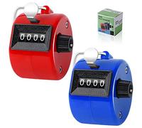 SEPGLITTER 2 contatori manuali clicker contatore a 4 cifre, contatore a dita, contatore rotondo per contatore persone, sport, scuola (rosso blu)