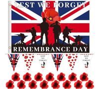 SEPGLITTER Set di bandierine decorative per il giorno della memoria Lest We Forget
