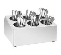 sephironlbb Contenitore portaposate in acciaio inox con 6 scomparti, quadrato, 38,5 x 30,5 x 20 cm, con inserti estraibili, antiscivolo, lavabile in lavastoviglie, ideale per cucina, ristorante