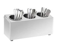 sephironlbb Portaposate in Acciaio Inox 3 Scomparti Rettangolare con Inserti Estraibili, Antiscivolo, Anticorrosione, 38,5 x 15 x 18 cm, Ideale per Cucina, Ristorante
