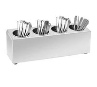 sephironlbb Portaposate in Acciaio Inox con 4 Scomparti Rettangolare 50.5x15x18cm con Inserti Estraibili Antiscivolo Lavabile in Lavastoviglie Ideale per Cucina Ristorante