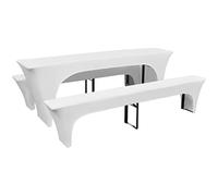 sephironlbb Set di 3 fodere per tavolo da birreria e panche, in tessuto elasticizzato, 220 x 50 x 80 cm, con rivestimento elastico, lavabile, antiscivolo, per banchetti e matrimoni