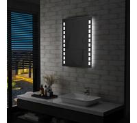 sephironlbb Specchio da parete da bagno con LED, 60 x 80 cm, telaio in alluminio, protezione IP44, illuminato per trucco e rasatura, include adattatore e materiale di fissaggio, design moderno per