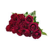 Sepikvin 12Pcs Rose Artificiali, Fiori Velluto Realistici Rose Ginte a Stelo Lungo per Bouquet Sposa Centrotavola Ufficio Feste Casa Hotel Composizioni Floreali Decorazione (Rosso Scuro)