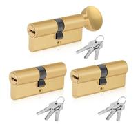 SEPOX Cilindro europeo per porta, con 2 cilindri europei e 1 giro a pollice, placcato in ottone, 60 mm, con stesse chiavi, ad alta sicurezza, chiave al computer