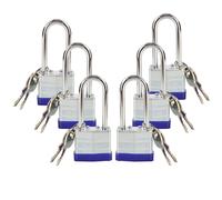 SEPOX Confezione da 6 Lucchetti con Chiave Stessa Chiave 2 Pezzi Ciascuno Set Grillo Extra Lungo 1-9/16"""" 40MM Corpo in Acciaio Laminato per Cari