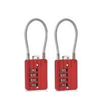 SEPOX® Lucchetto versatile con combinazione a 4 cifre ripristinabile con cavo extra lungo 18 cm, password personalizzata, cavo in acciaio vinilico resistente, rosso, leggero, confezione da 2