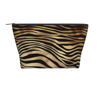 Seppia della pelle animale della zebra dell'oro nero africano, Borsa da toilette Borsa per trucco Borsa per cosmetici Borsa da toilette da viaggio portatile