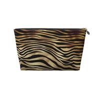 Seppia della pelle animale della zebra dell'oro nero africano, Borsa da toilette Borsa per trucco Borsa per cosmetici Borsa da toilette da viaggio portatile