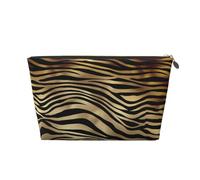 Seppia della pelle animale della zebra dell'oro nero africano, Borsa per il trucco Borsa per cosmetici Borsa da toilette da viaggio portatile Borsa da toilette