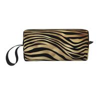 Seppia della pelle animale della zebra dell'oro nero africano, Borsa per il trucco Borsa per cosmetici Borsa da toilette da viaggio portatile Borsa per trucco Organizer