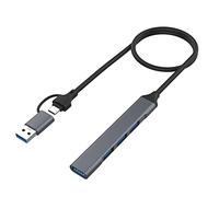 Seprendi 1 PCS 2 in 1 (USB-C+USB-A) 4 Port Hub Trasmissione Veloce Slim Mini USB3.0 Hub USB Splitter