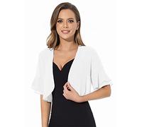 Sepsap Coprispalle formale da donna in chiffon nero per abito da sera, bianco, L