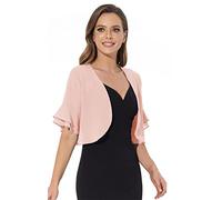 Sepsap Coprispalle formale da donna in chiffon nero per abito da sera, Rosso rosato, L