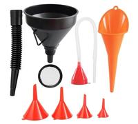 SEPSCO Imbuto Olio Motore 7 Pezzi, Grande Benzina Imbuti Plastica Travasatore Becco Lungo Universale Imbuto Kit Riutilizzabile Con Filtro e Tubo Flessibile per Auto Moto Cucina Laboratorio Liquido
