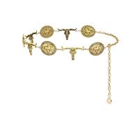 SeptCity Cintura concho in metallo occidentale da donna, cintura ovale in metallo dorato con bullhead, cinture a catena da cowgirl per abiti e jeans, per moglie, mamma e figlia, regalo alla moda per