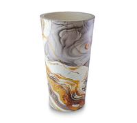 Septe Maison Deluxe Vaso da Arredamento Interno in Eco-Pelle - Vaso da Fiori Made in Italy Artigianale con Design Moderno e Unico Ø 33 cm x H 61 cm (Pelle sintetica, Marble White)