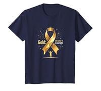 September Gold: Coraggio di consapevolezza del Cancro Infantile Maglietta, Bambini, Navy, 10 Anni