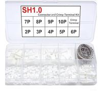 Septoolshop SH1 - Kit connettore passo 0 mm e terminale a crimpare 2P a 10P contatti in rame 250 connettori con 250 terminali a crimpare per collegamenti elettronici