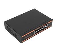 Septpenta Switch Poe a 10 Porte, Supporto Switch Comune e Trasmissione 250M, 8 Porte Fast Ethernet Poe e 2 Porte Fast Ethernet, Design Senza Ventole per Router, Connessioni NVR, Telecamere IP