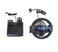 Septpenta Volante da Gioco, Alimentato Tramite USB, Volante da Corsa 3 in 1 Girevole a 180 Gradi con Pedali con Accelerazione a Molla e Controllo del Freno per Uso PS3, PS2, PC