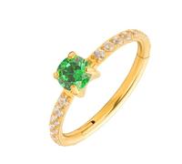 Septum Piercing Titanio1 Pezzi 16G Naso Piercing Cartilagine Orecchini Gioielli Labret Orecchini a cerchio Eternity con zirconi cubici rotondi verdi., Oro, 1.2x10mm