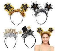 SEPWGUMD 4 Pezzi accessori festa Capodanno 2026 - fascia capelli, Cerchietti Capodanno 2026 Set, Fasce per Capelli Party Accessori Festa Anno Nuovo Glitter Oro Argento Travestimenti e Foto