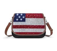 Seqiun - Borsa a tracolla da donna con bandiera degli Stati Uniti glitterata, alla moda, con tracolla regolabile