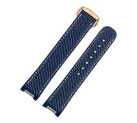 SEQLTWFC Cinturino da 20 mm compatibile con Omega SEAMASTER 300 AT150 DE VILLE SPEEDMASTER, cinturino in gomma siliconica morbida blu, accessori for orologi(Blue white rose)