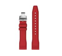 SEQLTWFC Cinturino for orologio in gomma fluorurata compatibile con MIDO MULTIforT TV modello M049.526. Cinturino for orologio da uomo con giunto dritto da 22 mm.(Red-Silver)