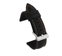 SEQLTWFC Cinturino for orologio in gomma siliconica morbida da 20 mm, 22 mm, 24 mm, for uomo e donna, sportivo, traspirante, con sgancio rapido(Black Orange,22mm)