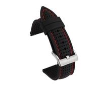 SEQLTWFC Cinturino for orologio in gomma siliconica morbida da 20 mm, 22 mm, 24 mm, for uomo e donna, sportivo, traspirante, con sgancio rapido(Black Red,24mm)