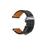 SEQLTWFC Cinturino for orologio in vera pelle 18mm 20mm 22mm 24mm Compatibile con Garmin Huawei Samsung Galaxy Uomo Donna Cinturino a sgancio rapido(Black ButterflyClasp,23mm)