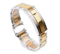 SEQLTWFC Cinturino for orologio Oyster in acciaio inossidabile 316L compatibile con Rolex SUBMARINER DAYTONA SUP GMT, cinturino in metallo da uomo, 20-21 mm(Silver Gold,21mm)