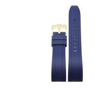 SEQLTWFC Cinturino in caucciù fluoro di qualità compatibile con Rolex Tudor cinturino nero verde 20mm 22mm cinturino sportivo con barra a molla a sgancio rapido(Blue gold clasp,22mm)