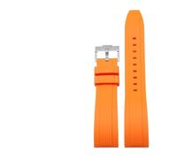SEQLTWFC Cinturino in caucciù fluoro di qualità compatibile con Rolex Tudor cinturino nero verde 20mm 22mm cinturino sportivo con barra a molla a sgancio rapido(Orange silver clasp,20mm)