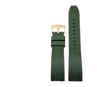 SEQLTWFC Cinturino in caucciù fluoro di qualità compatibile con Rolex Tudor cinturino nero verde 20mm 22mm cinturino sportivo con barra a molla a sgancio rapido(Green gold clasp,22mm)