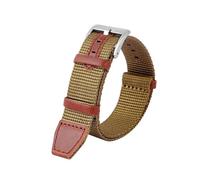 SEQLTWFC Cinturino in nylon intrecciato + vera pelle da 20 mm e 22 mm compatibile con Hamilton H69439931 H69439411, cinturino sportivo da uomo for esterni(Khaki silver,20mm)