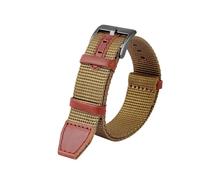SEQLTWFC Cinturino in nylon intrecciato + vera pelle da 20 mm e 22 mm compatibile con Hamilton H69439931 H69439411, cinturino sportivo da uomo for esterni(Khaki black,20mm)